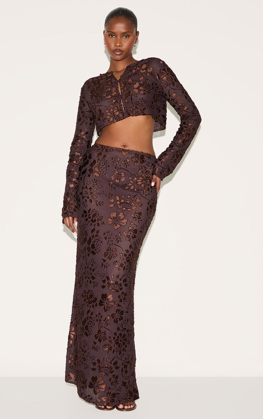 AB™ - CONJUNTO DE FALDA FLORAL TRANSPARENTE