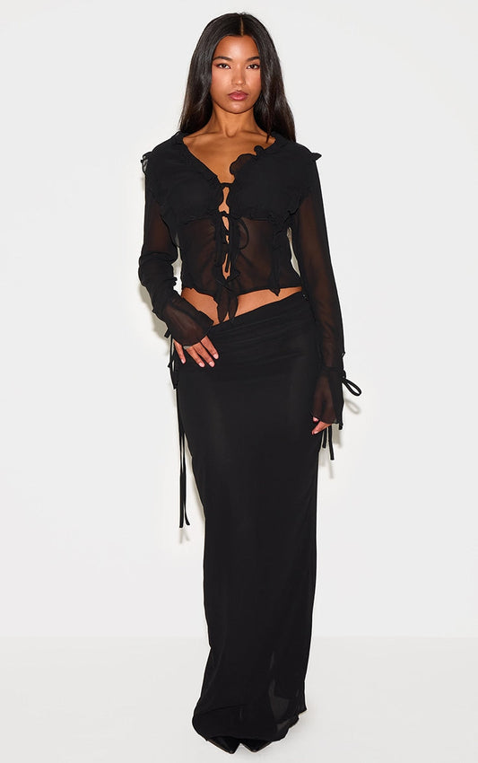 AB™- CONJUNTO DE FALDA MIDI DE GASA AGUA