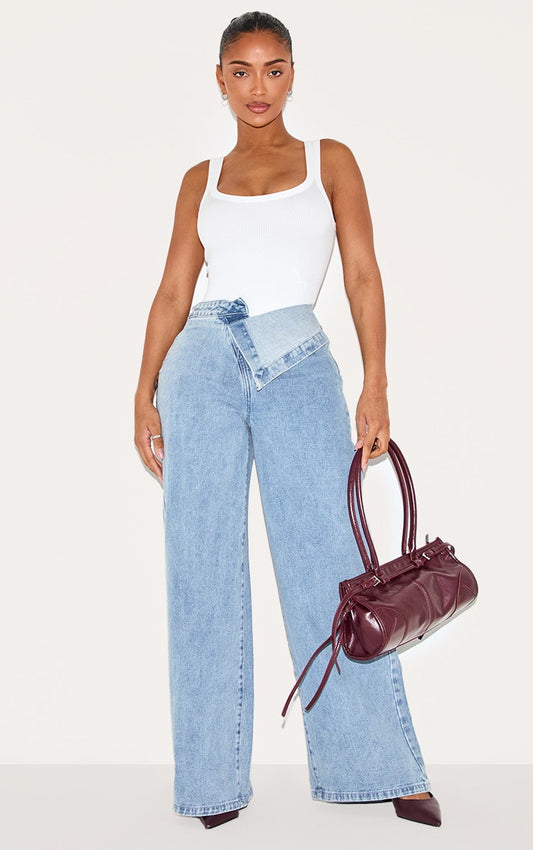 AB™- VAQUEROS DE AJUSTE ANCHO CON CINTURA DOBLADA